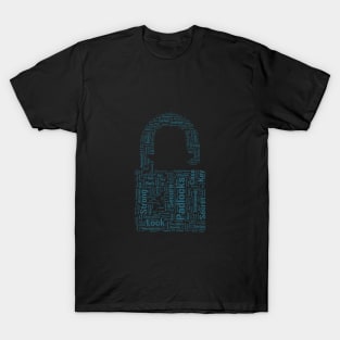 Padlock Secure Silhouette Shape Text Word Cloud T-Shirt